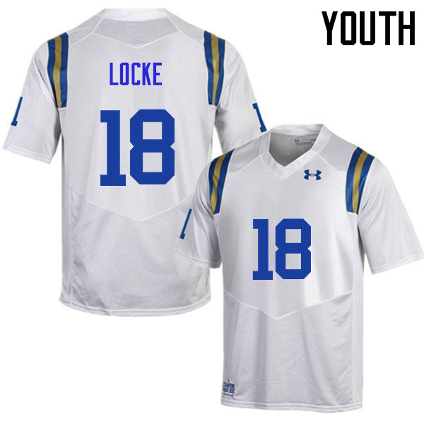 Youth #18 Jeff Locke UCLA Bruins Under Armour College Football Jerseys Sale-White